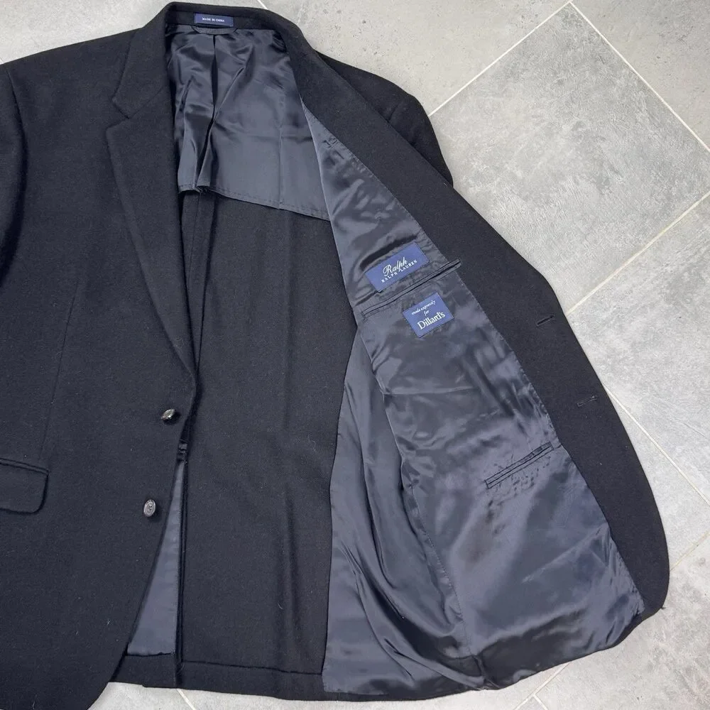 Ralph Lauren Loro Piana Camel Hair Blazer Black 46R Sport Coat